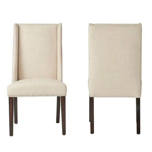 Geneva Wingback Hostess Chairs (Set of 2) by iNSPIRE Q Bold - Set of 2 - Beige Linen | Bed Bath & Beyond