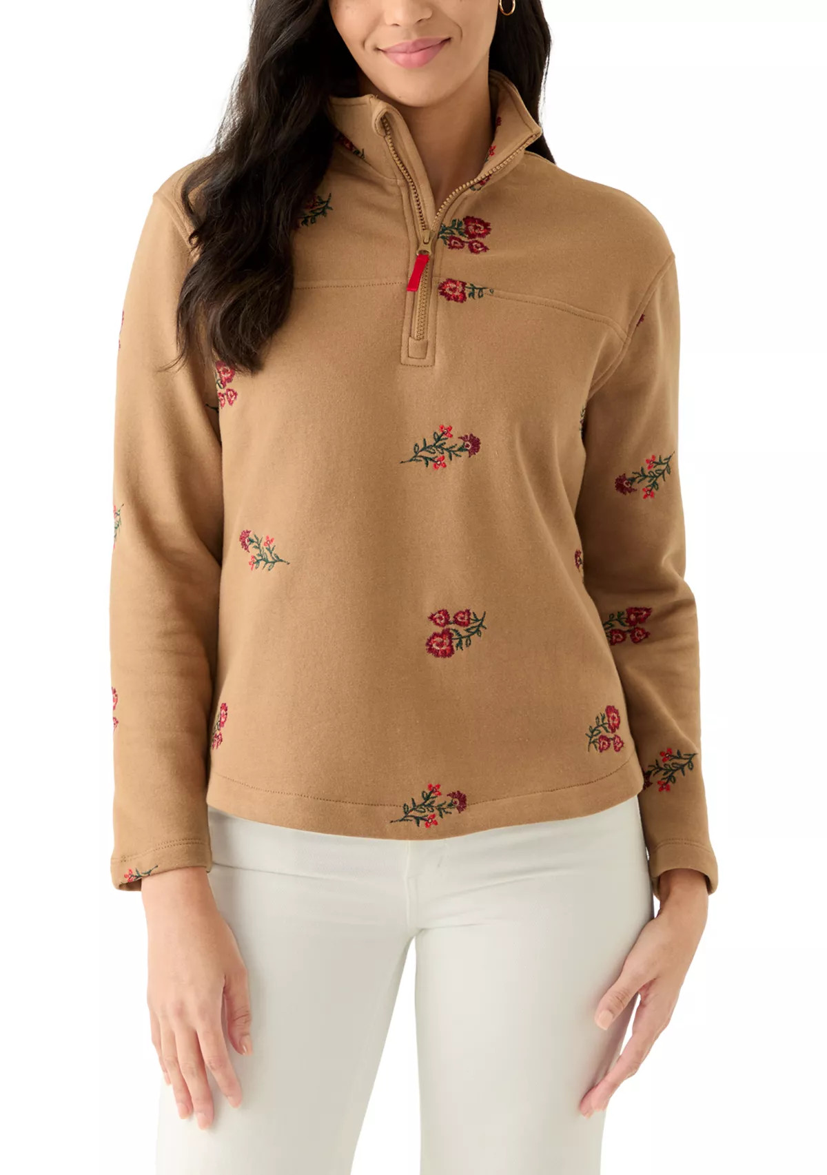 WonderlyWomen's Long Sleeve Quarter Zip Brushed Terry Top | Belk