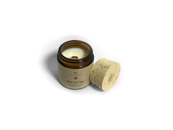 Sojakerze | Schwarze Feige & Pfeffer | Duftkerze | Holzdocht | Rustikal | Wabi Sabi | Vegan | Korkde | Etsy (DACH)