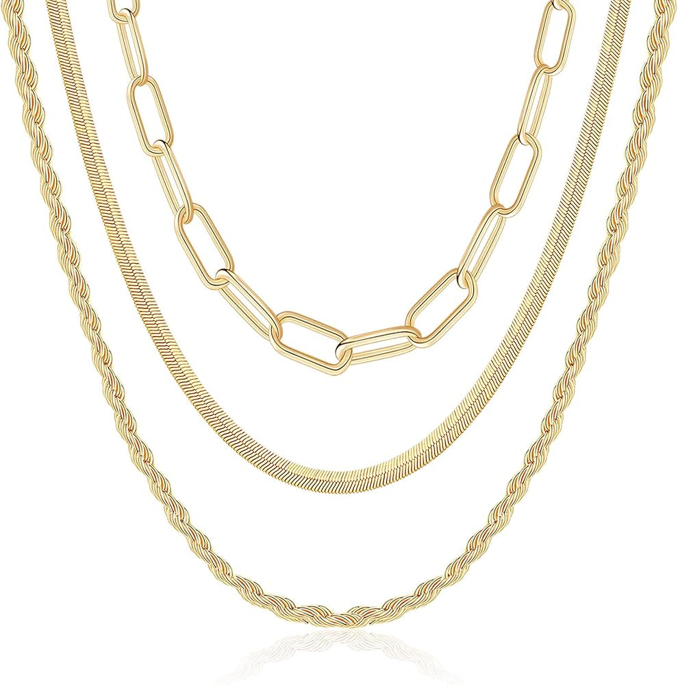 Hidepoo Gold Layered Necklaces for Women, 14K Gold Plated Dainty Coin Pendant Choker Necklace Her... | Amazon (US)