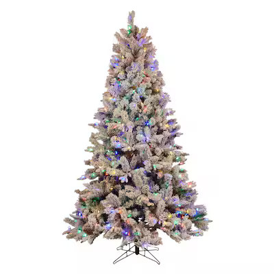 Holiday Living  7.5-ft Albany Pine Pre-lit Flocked Artificial Christmas Tree with LED Lights | Lowe's