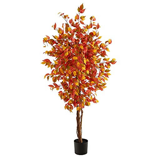 Nearly Natural 6ft. Autumn Ficus Artificial Fall Tree | Amazon (US)