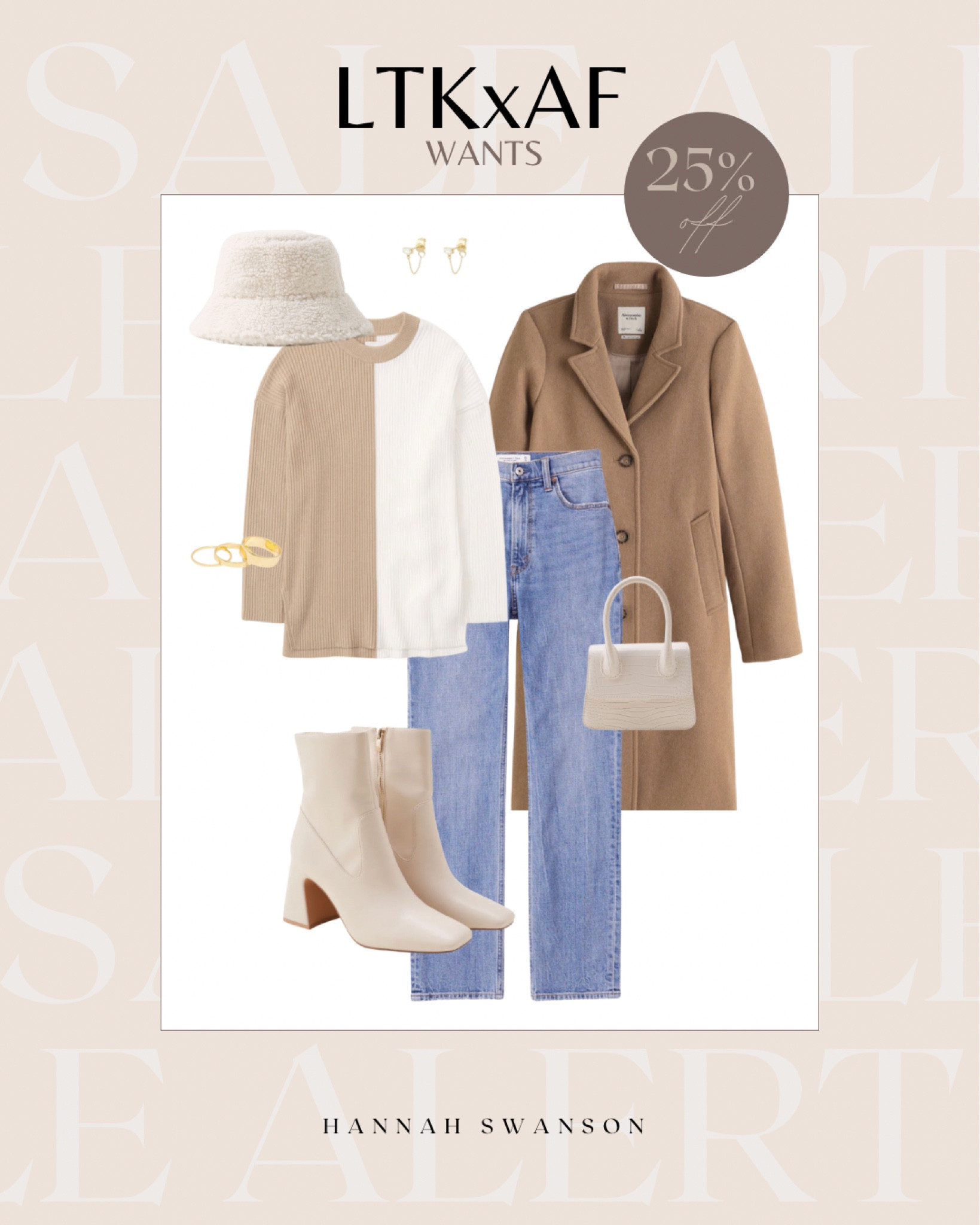 Code: AFLTK Warm outfit. Casual women’s fit. Causal women’s outfit. Abercrombie Sale. Beige sweater. Medium wash jeans. Mini handbag. White booties. Sherpa bucket hat. Dad coat. Trench coat. Brown coat. Winter outfit. Holiday casual. 

#LTKSeasonal #LTKstyletip #LTKxAF