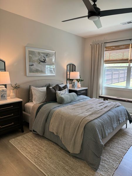 Guest bedroom reveal ✨ loving how the room turned out just in time for our friends to come visit! All of the blues really make the space feel inviting 

Home decor, bedroom, bedding, wall art, lamps, rugs, mirrors 

#LTKStyleTip #LTKHome #LTKSaleAlert