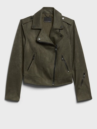 Vegan Suede Moto Jacket | Banana Republic (US)