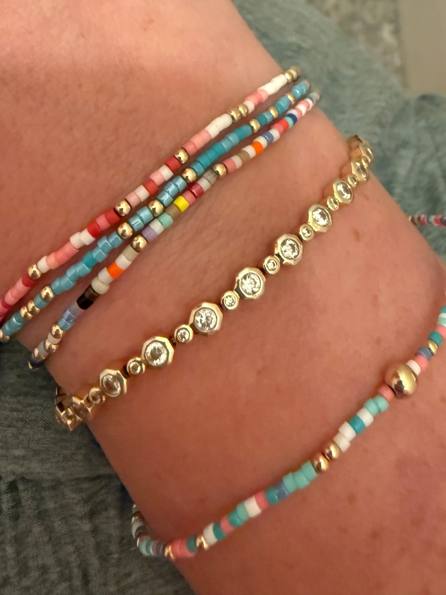 Colorful summer seed bead bracelet stack. Tennis bracelet is Electric Picks, but I also linked some similar seed beaded bracelets.


#LTKSwim #LTKStyleTip #LTKSeasonal