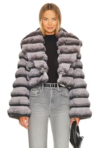 Adrienne Landau Faux Fur Chinchilla Jacket in Grey from Revolve.com | Revolve Clothing (Global)