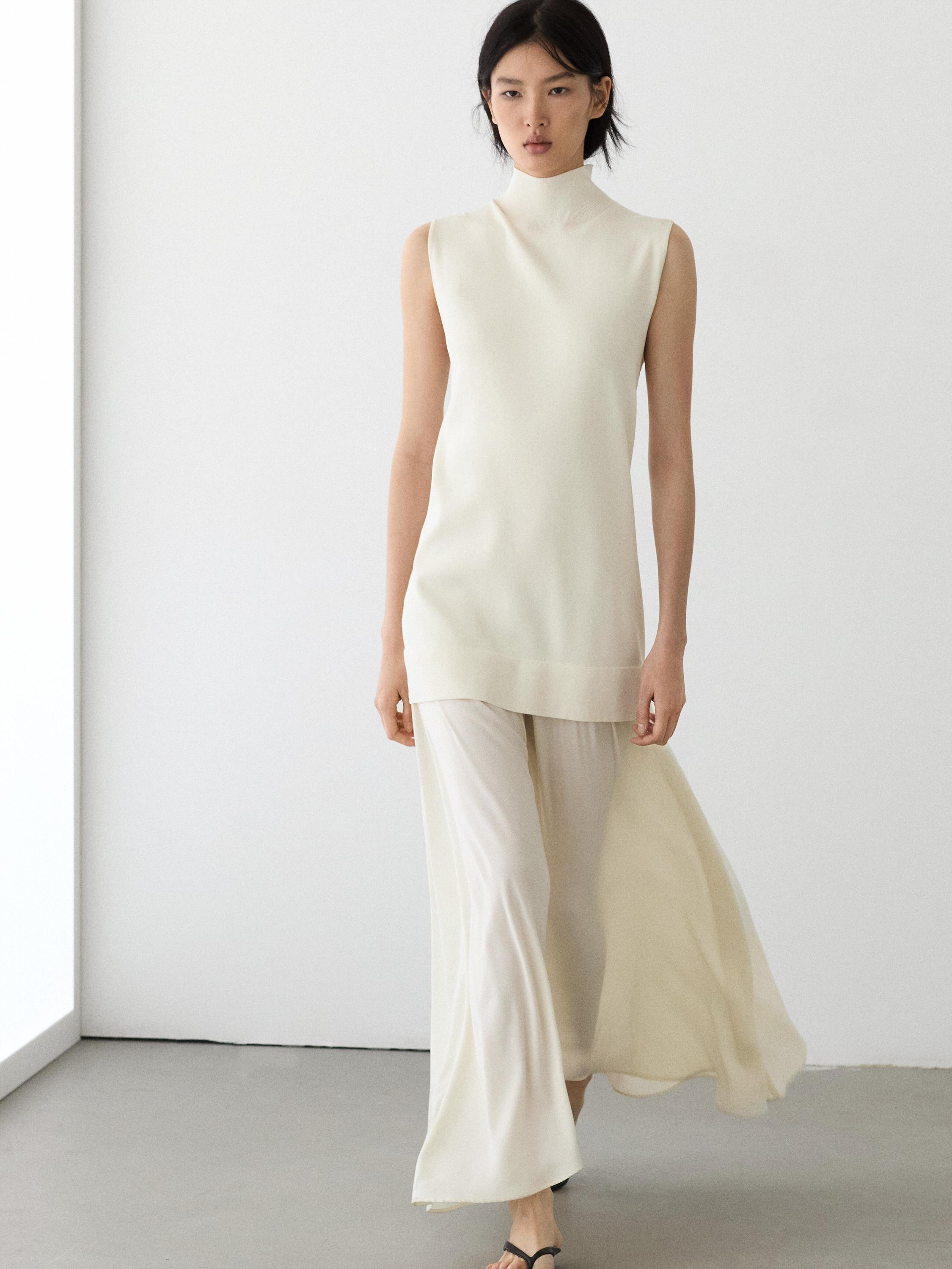Matching knit midi dress · Cream · Dress | Massimo Dutti | Massimo Dutti US