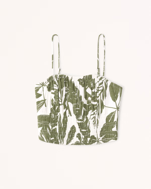 Linen-Blend Ruched Set Top | Abercrombie & Fitch (US)