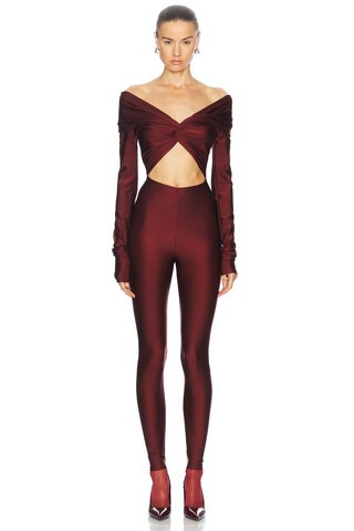 The Andamane Kendall Jumpsuit in Rabarbaro - Burgundy. Size XS (also in S). | FWRD 
