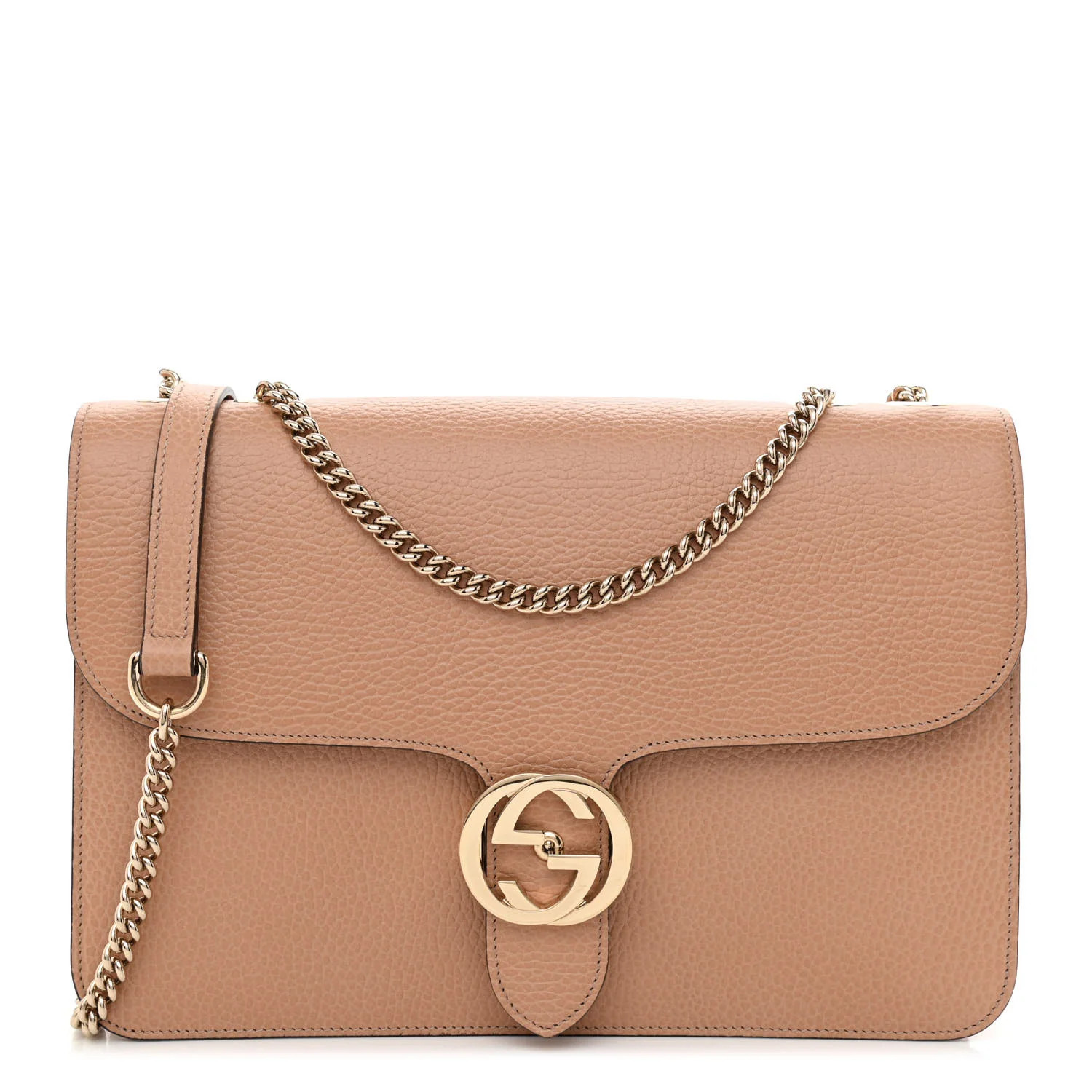 GUCCI Dollar Calfskin Interlocking G Shoulder Bag Camelia | FASHIONPHILE (US)