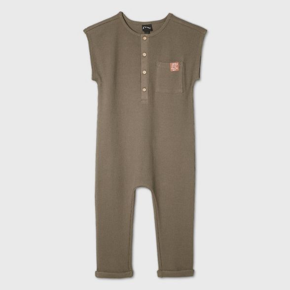 Toddler Boys' Short Sleeve Thermal Jumpsuit - art class™ Olive | Target