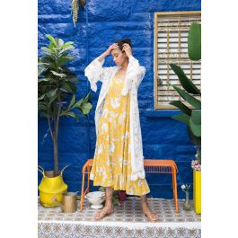 Summer Sunshine Embroidered Mesh Longline Kimono | Chicwish