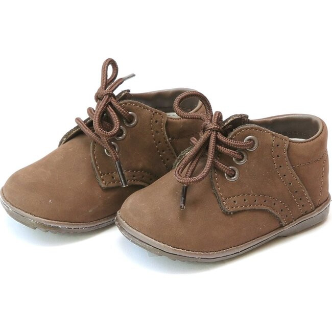 Baby James Nubuck Leather Lace Up Shoe, Brown | Maisonette