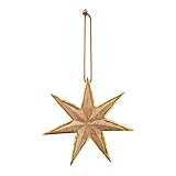 Creative Co-Op 5-1/2"H Mango Star w/Gold Color Trim, Natural Wood Ornaments, Multi | Amazon (US)