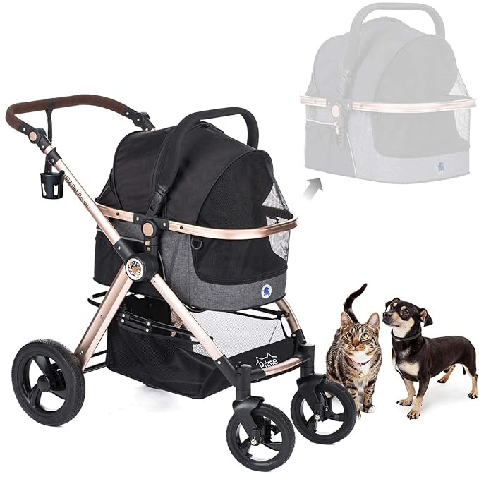 HPZ Pet Rover Prime 3-in-1 Luxury Dog/Cat Stroller (Travel Carrier + Car Seat +Stroller) with Det... | Amazon (US)