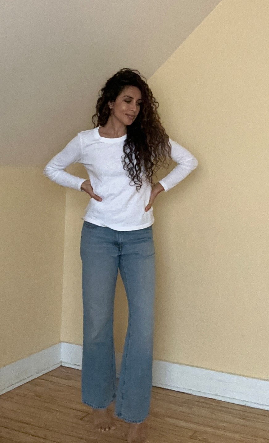 Winter outfit 🤍
Just keeping it simple at home in jeans and a white tee. 

#LTKootd #LTKFindsUnder100 #LTKmomlife