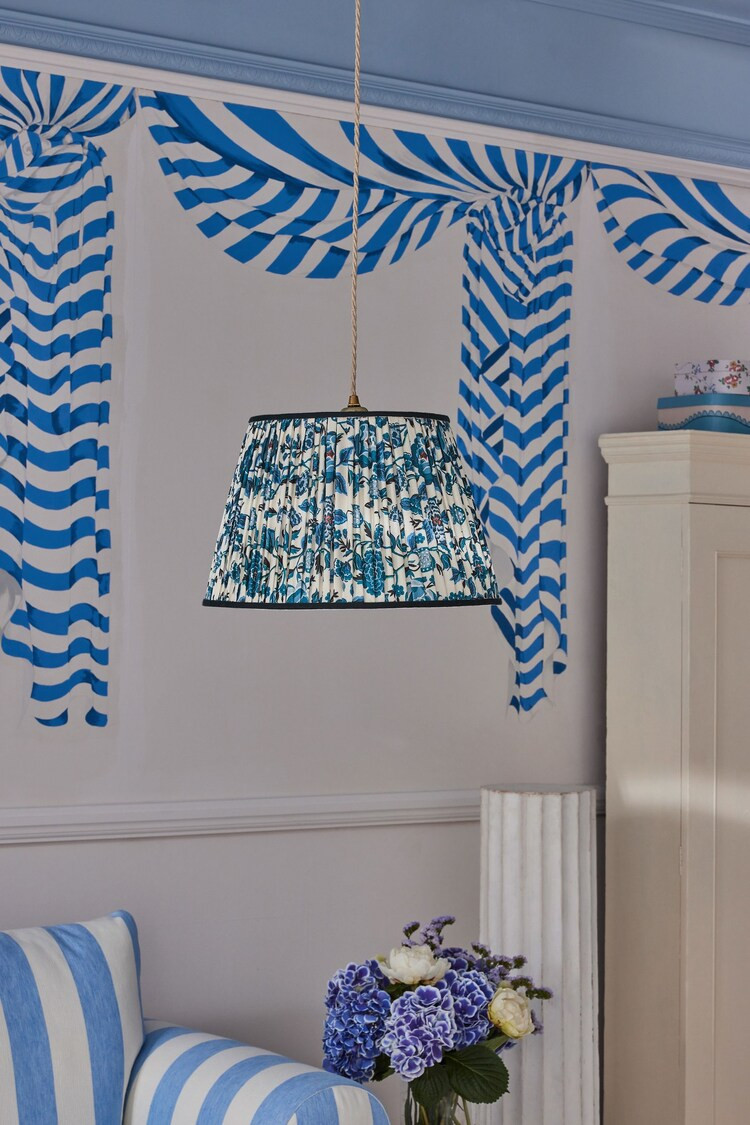 Buy Cath Kidston Cream/Blue Gathered Strawberry Garden Easyfit Shade from the Next UK online shop | Lipsy