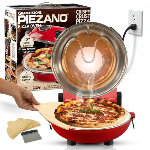 PIEZANO Crispy Crust Pizza Oven by Granitestone – 12 Inch Electric Pizza Oven Indoor Countertop Maker with Ceramic Stone Heats up to 800˚F for Delicious Stone Baked Pizzeria Style Pizza at Home | Amazon (US)