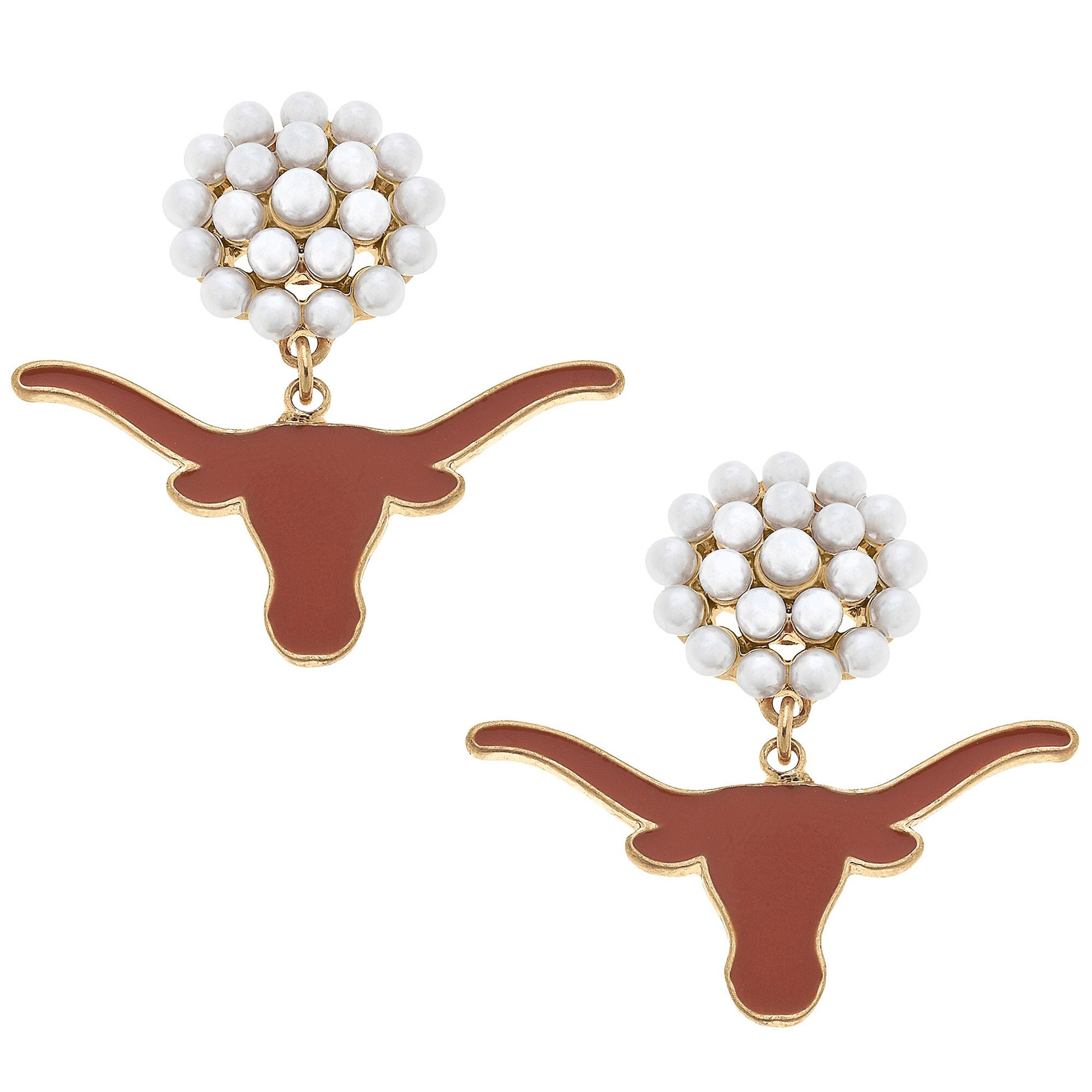 Texas Longhorns Women's Pearl Cluster Enamel Drop Earrings | Fanatics