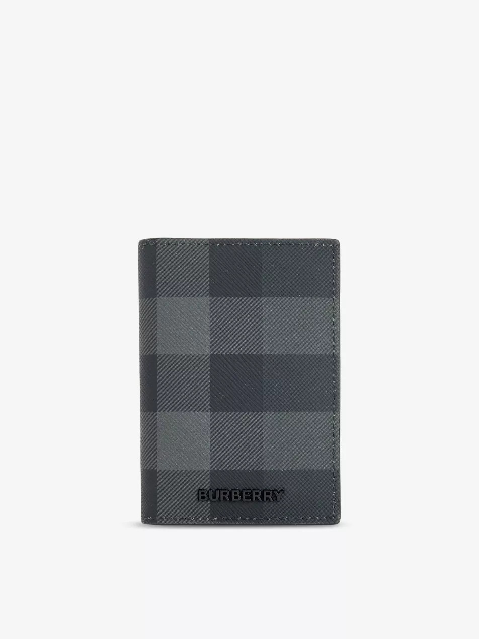 Check-pattern coated-canvas cardholder | Selfridges
