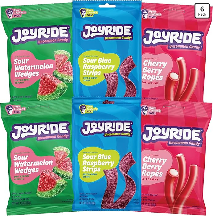 JOYRIDE Fan Favorite Variety 6 Pack - Blue Raspberry Strips, Cherry Berry Ropes, Watermelon Wedge... | Amazon (US)