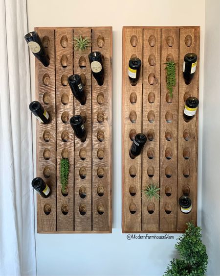 Wine bottle holder, wooden wine rack, 120 inch curtains in white, succulents, Modern Farmhouse Glam, Pottery Barn Amazon 

#LTKhome