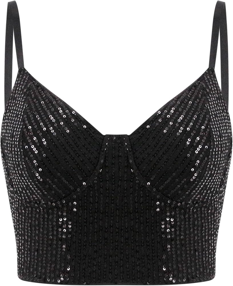 Erinaco Women's Rhinestone Diamond Tank Top Color Beaded Sling Tube Top Bustier Vest Crop Top Sex... | Amazon (US)