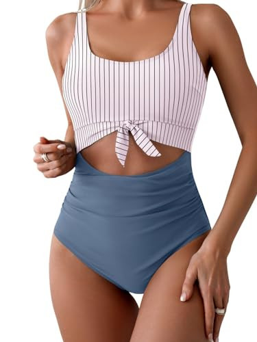 Eomenie Women's One Piece Swimsuit Tummy Control Slimming Bathing Suit Cutout High Waist Swimwear | Amazon (US)