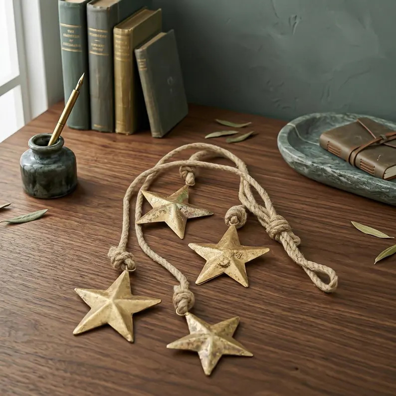Rustic Brass Star Garland: Handmade Boho Christmas Ornament | Etsy (Global)