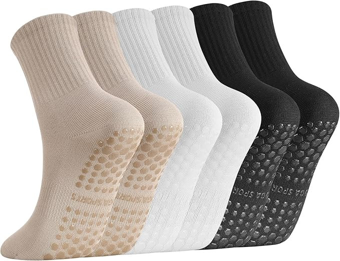 3 Pairs Yoga Grip Socks Women, Womens Long Pilates Socks, Non Slip Pilates Sock for Yoga, Barre, ... | Amazon (UK)