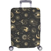 Sun Moon Luggage Cover, Black Gold Stars Boho Bohemian Suitcase Hard Bag Protector Washable Wrap Large Small Travel Gift | Etsy (US)