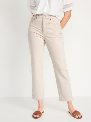 Extra High-Waisted Button-Fly Sky-Hi Straight Striped Jeans for Women | Old Navy (US)