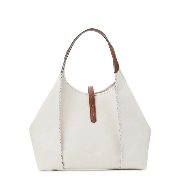 Time and Tru Women's Avery Tote Handbag, Beige | Walmart (US)