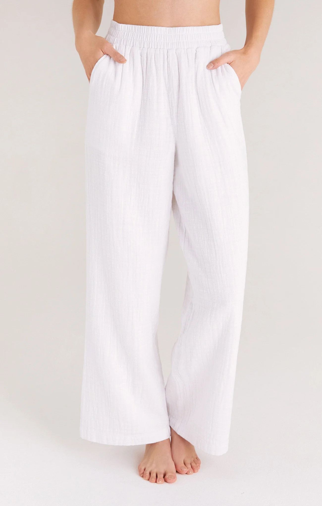 Z SUPPLY Lounge Women's Boardwalk Gauze Pant, White, Medium, 100% Cotton | Z Supply