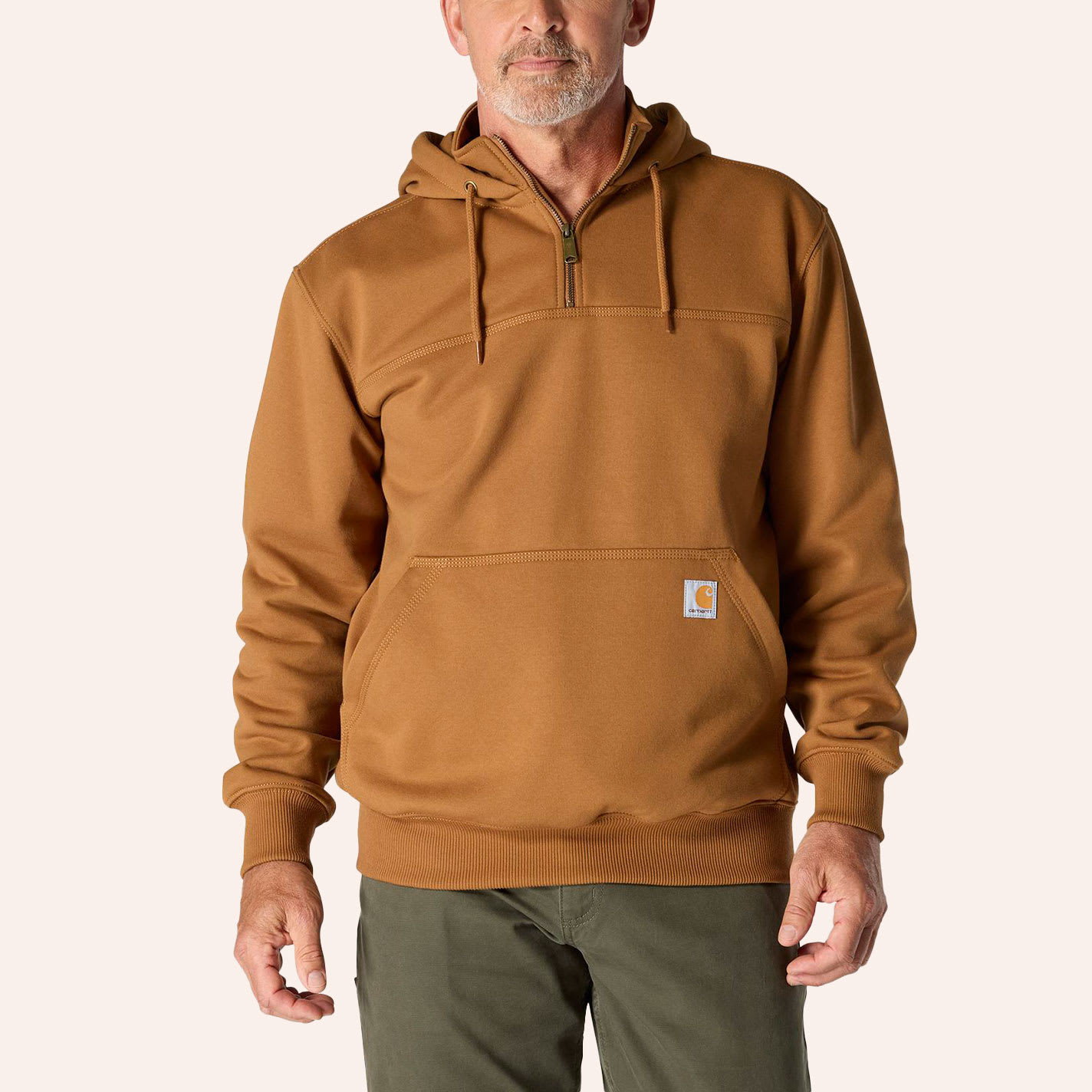 Carhartt Men's Brown Rain Defender Heavyweight Quarter-Zip Hoodie - XL - From Cavender's | Cavender's