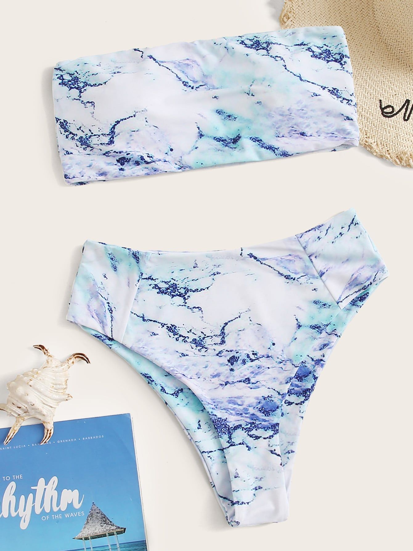 Tie Dye Bandeau High Waisted Bikini Swimsuit | SHEIN
