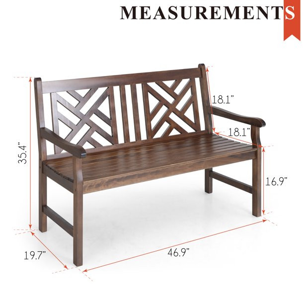 MF Studio 4-Foot Outdoor Acacia Wood Bench 2 Seater Garden Bench for Patio, Garden, Porch, Yard, ... | Walmart (US)