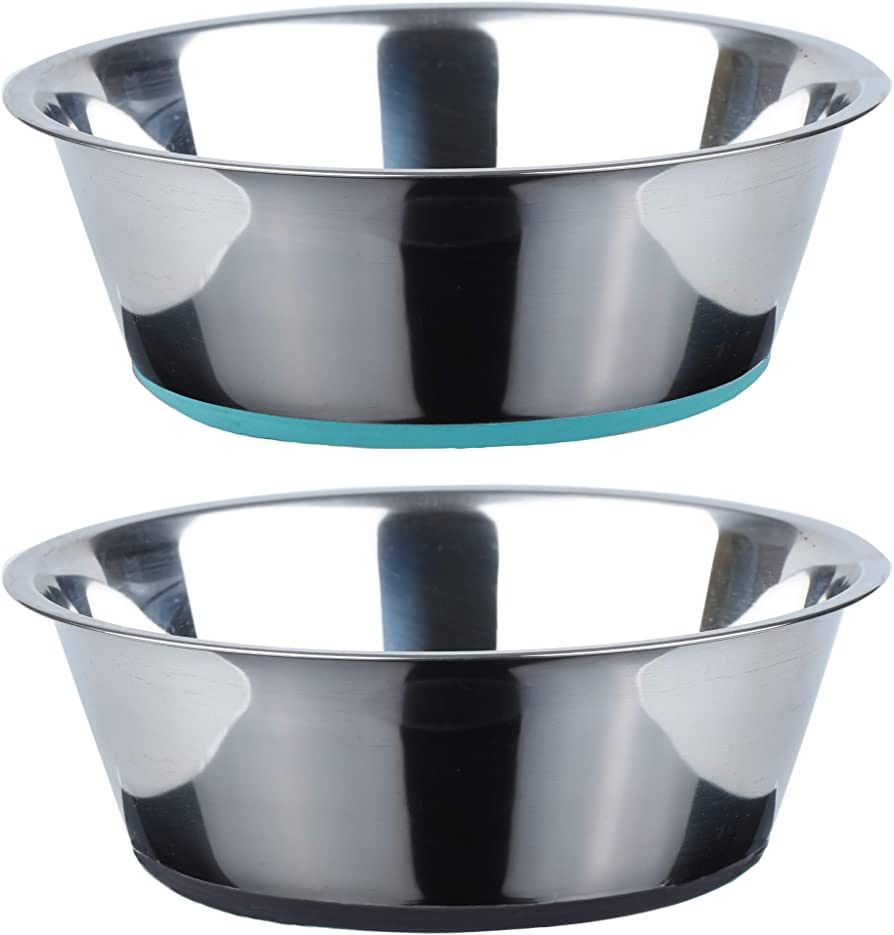 PEGGY11 Deep Stainless Steel Anti-Slip Dog Bowls, Set of 2, Each Holds Up to 8 Cups | Amazon (US)