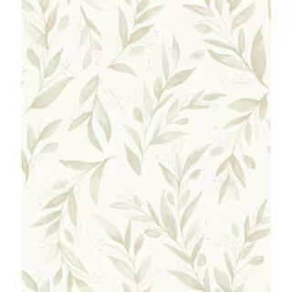 Magnolia Home by Joanna Gaines Olive Branch Beige Floral Paper Pre-Pasted Strippable Wallpaper Ro... | The Home Depot