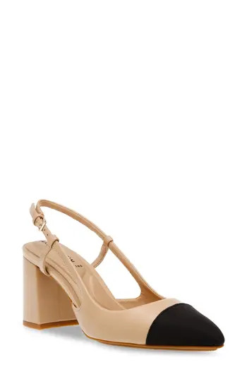 Anne Klein Brinlee Pointed Toe Pump in Nude/Black at Nordstrom Rack, Size 7.5 | Nordstrom Rack