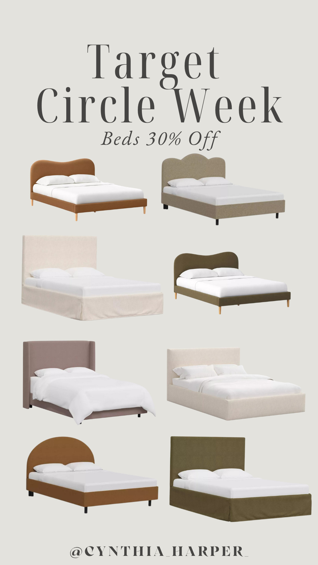 Target Circle Week - Bed Frames 30% off! 

Affordable upholstered beds!  

 