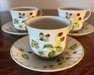 James Kent Tea Cups & Saucers Wild Strawberries & Butterflies Bone China England | eBay US