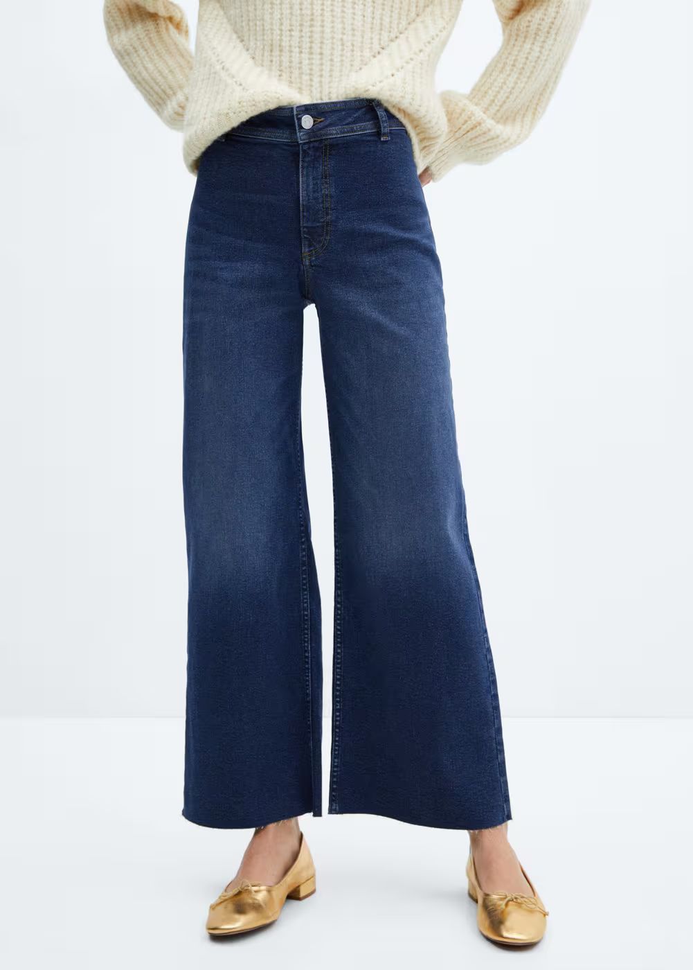 Jeans culotte high waist -  Women | Mango USA | MANGO (US)