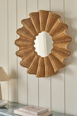 Wave Rattan Round Mirror | Anthropologie (US)