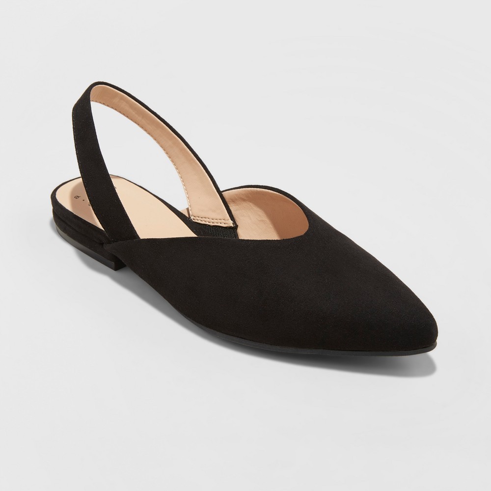 Women's Pam V Throat Sling Back Mules - A New Day Black 7 | Target