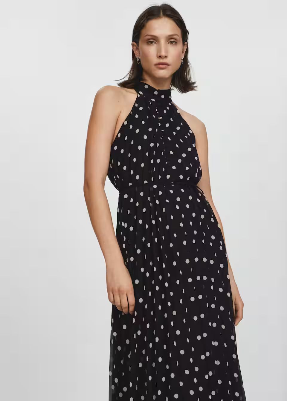 Polka-dot pleated dress -  Women | Mango USA | MANGO (US)