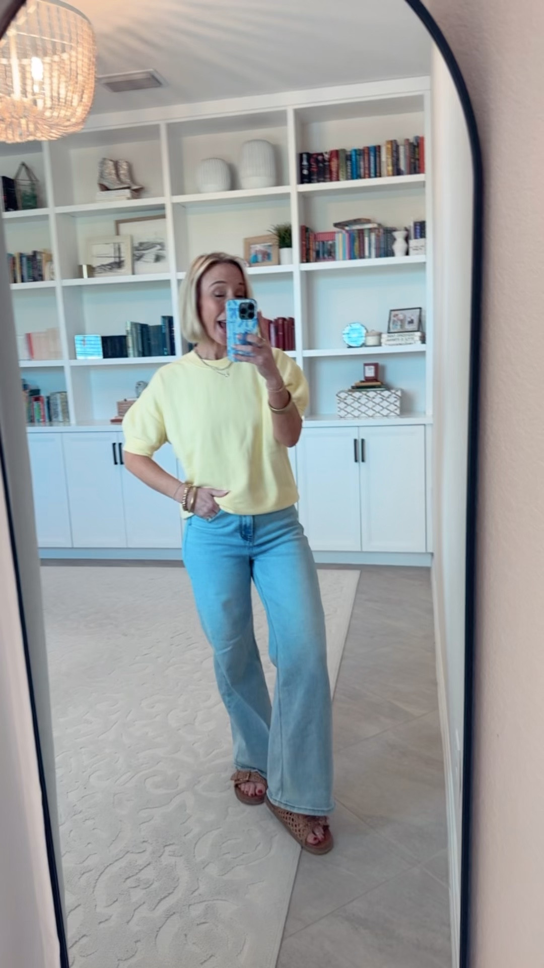 Walmart unboxing and try-on * Lightwash wide leg jeans - size 25. Fleece Sweatshirt w/ Short Sleeves - size XS. $14.98. 4 colors.  

#LTKOver40#LTKSeasonal 

 

#LTKootd