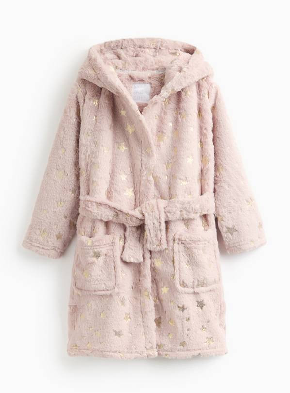 Pink Metallic Stars Fleece Dressing Gown 3-4 years | Tu Clothing