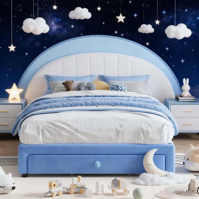 Upholstered Bed Frame with Led Lights and Storage Drawer for Kids, Girls, Boys, No Box Spring Needed | Wayfair North America
